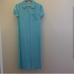 Talbots Blue Gingham Maxi Dress 8P